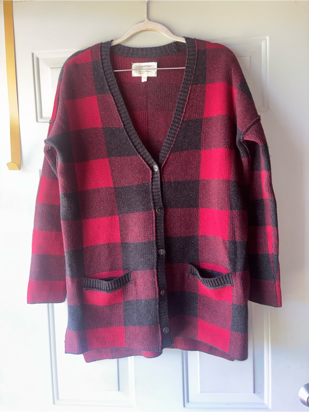 Current/Elliott red/black plaid cardigan size 1 (US Small)